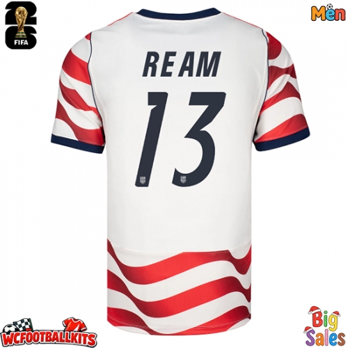 United States Tim Ream #13 Replica Home Stadium Shirt World Cup 2026 Short Sleeve